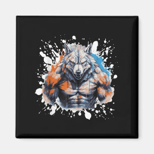 Aimant Salle de sport Wolf Workout Combattant Bodybuilder