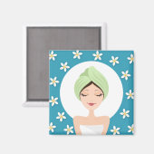 Aimant Salon de beauté ou femme spa serviette enveloppée  (Recto/Verso)