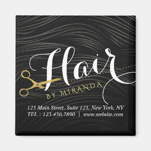 Aimant Salon des cheveux coiffeur ciseaux d'or noir moder