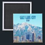 Aimant Salt Lake City Utah Downtown Vintage<br><div class="desc">Affichez les bâtiments du centre-ville et des montagnes à Salt Lake City,  Utah,  États-Unis sur un aimant dans votre maison comme souvenir de l'un des plus grands sites d'Amérique!</div>