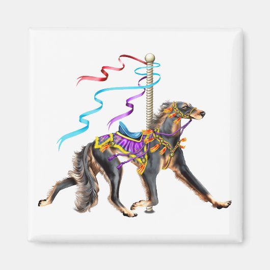Aimant Saluki Carousel Noir & Tan (Devant)
