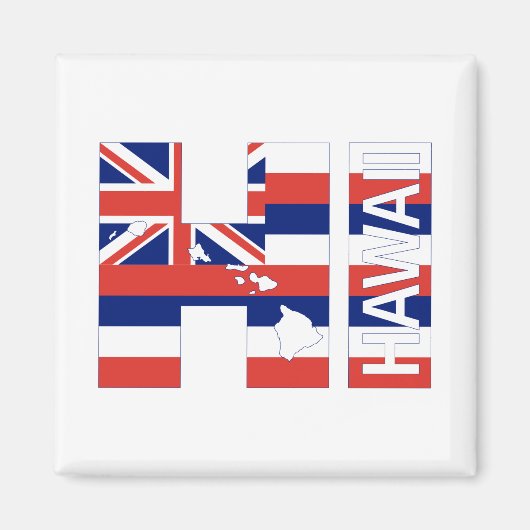 Aimant SALUT drapeau de Hawaïen d'îles d'Hawaï (Devant)