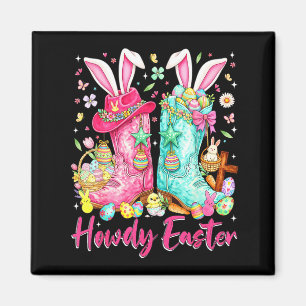 Aimant Salut lapin de Pâques western coquette bottes de c