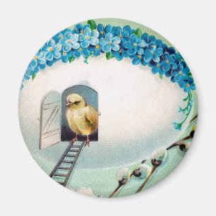 Aimant Salutation de Pâques pour les poules vintages