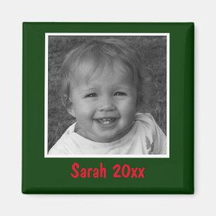 Aimant Salutation personnelle verte personnalisée Photo e
