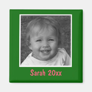 Aimant Salutation personnelle verte personnalisée Photo e