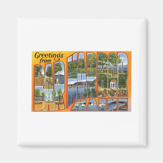 Aimant Salutations de Bar Harbour, Maine (Devant)