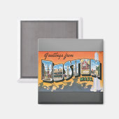 Aimant Salutations De Boston Mass, Vintage (Recto/Verso)