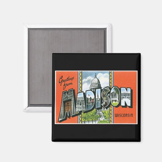 Aimant Salutations de Madison, Wisconsin ! (Recto/Verso)