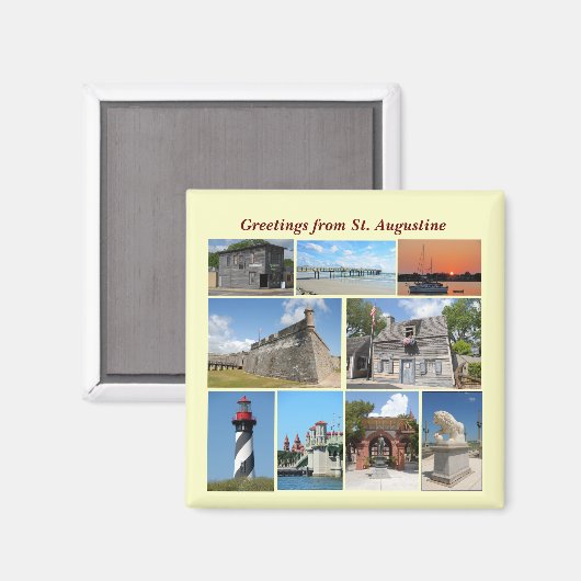 Aimant Salutations de St Augustine, Floride (Recto/Verso)