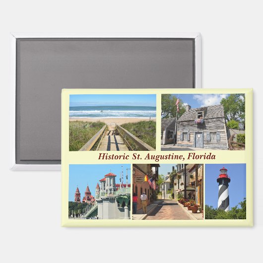 Aimant Salutations de St Augustine, Floride (Recto/Verso)