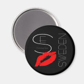 Aimant Salutations de Suède Rouge Lipstick Love Kiss Blac (Recto/Verso)