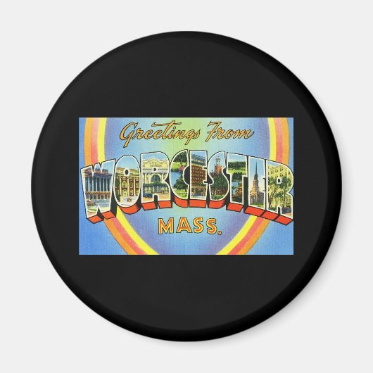 Aimant Salutations de Worcester Massachusetts (Devant)