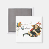 Aimant Salutations d'Halloween vintage (Recto/Verso)