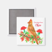 Aimant Salutations du Cardinal State Bird de l'Ohio (Recto/Verso)