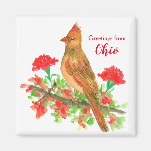 Aimant Salutations du Cardinal State Bird de l'Ohio (Devant)