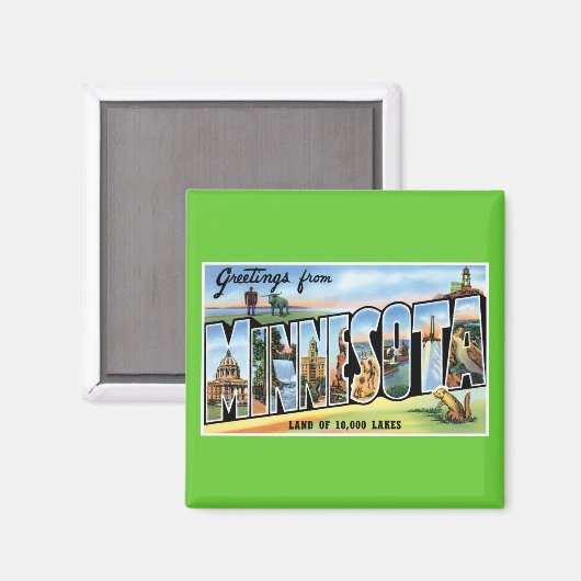 Aimant Salutations du Minnesota ! (Recto/Verso)