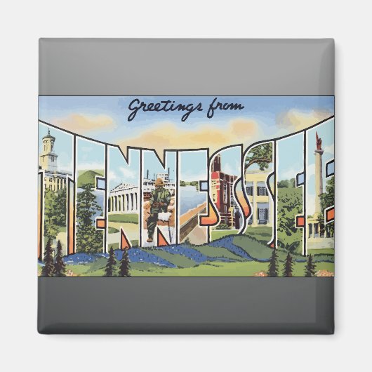 Aimant Salutations Du Tennessee, Vintage (Devant)