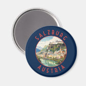 Aimant Salzbourg Autriche Cercle en détresse rétro (Recto/Verso)