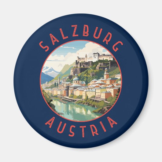 Aimant Salzbourg Autriche Cercle en détresse rétro (Devant)