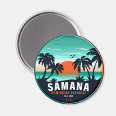 Aimant Samaná Beach Dominicaine Retro Sunset Souvenir 60s (Recto/Verso)