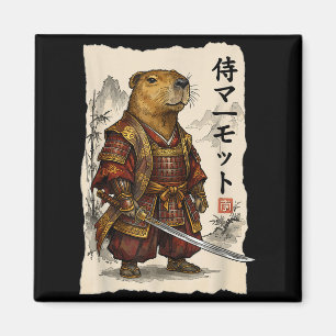 Aimant Samouraï Marmotte Art Japonais Guerrier Amour Anim