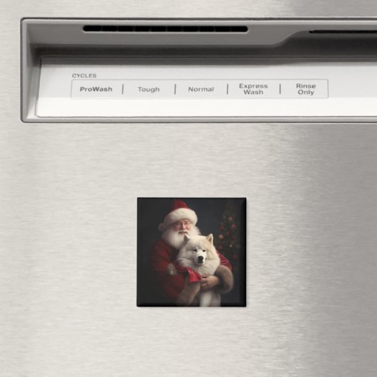 Aimant Samoyé Avec Noël Festif Du Père Noël (In Situ (Lave-vaisselle))