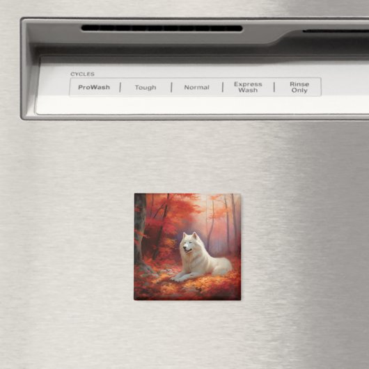 Aimant Samoyé en automne Leaves Fall Inspire (In Situ (Lave-vaisselle))