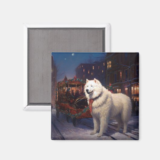 Aimant Samoyed Christmas Festive Saison (Recto/Verso)