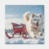 Aimant Samoyed Festive Noël (Devant)