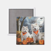 Aimant Samoyed Halloween Éffrayant (Recto/Verso)