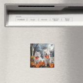 Aimant Samoyed Halloween Éffrayant (In Situ (Lave-vaisselle))