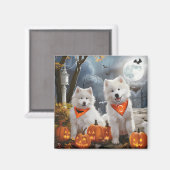 Aimant Samoyed Halloween Épouvantable (Recto/Verso)