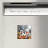 Aimant Samoyed Halloween Épouvantable (In Situ (Lave-vaisselle))
