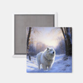 Aimant Samoyed Qu'il neige Noël (Recto/Verso)