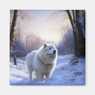 Aimant Samoyed Qu'il neige Noël