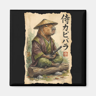 Aimant Samurai Capybara Japanese Art Vintage Graphic Funn