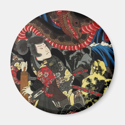 AIMANT SAMURAI COMBATTRE LE GÉANT SNAKE TOAD (Devant)