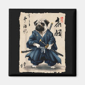 Aimant Samurai Pug Japanese Anime Dog Pug Lover Funny For (Devant)