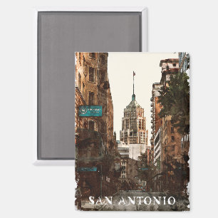 Aimant San Antonio Texas Voyage à l'aquarelle de la ville