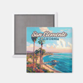 Aimant San Clemente California Beach Orange County Retro (Recto/Verso)