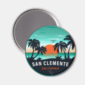 Aimant San Clemente California Retro Sunset Souvenirs 80s (Recto/Verso)