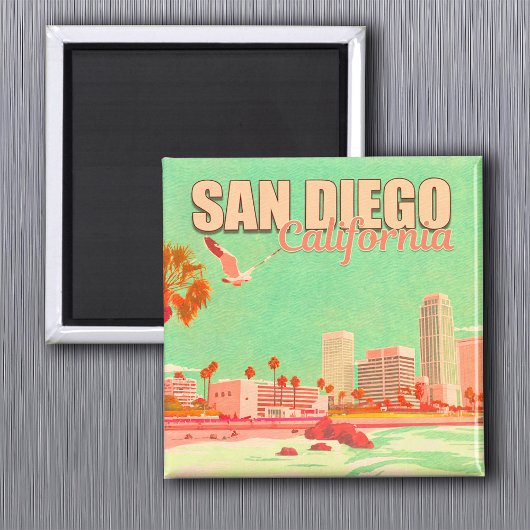 Aimant San Diego California Downtown Souvenirs 1950