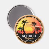 Aimant San Diego California Retro Sunset Souvenirs 60s (Recto/Verso)
