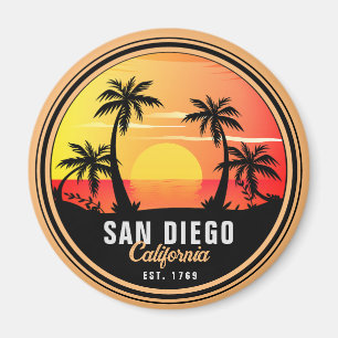 Aimant San Diego California Retro Sunset Souvenirs 60s