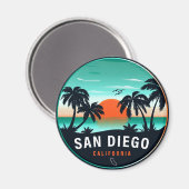 Aimant San Diego California Retro Sunset Souvenirs 80s (Recto/Verso)