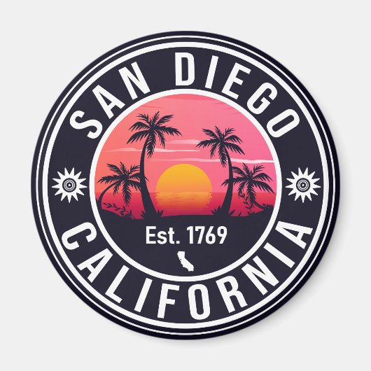 Aimant San Diego California Sunset Vacation Souvenirs 60s (Devant)