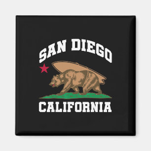 Aimant San Diego Californie Ours Surfant Surfeur 