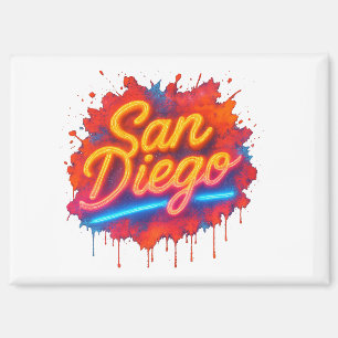 Aimant San Diego Neon Street Art - Script rétro coloré
