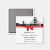 Aimant San Fran Skyline Etched BW Red Enregistrer la date (Recto/Verso)